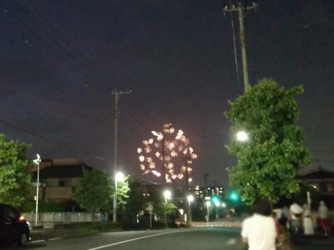 いなげや日野栄町店付近で撮影した立川花火大会