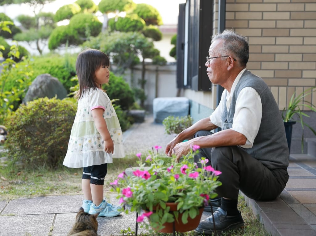 おじいちゃんと子供